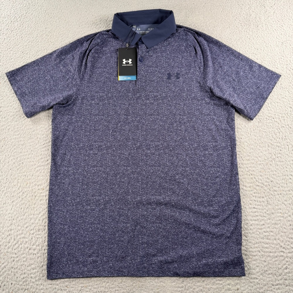 Under Armour Iso Chill Polo Shirt Mens Small Navy Blue Short Sleeve Golf Loose